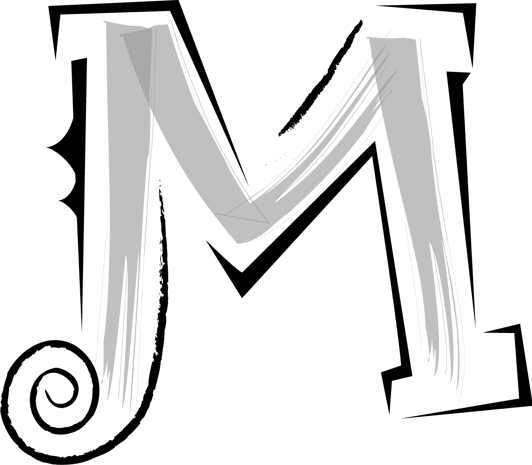 卡通欧式简约花纹英文艺术字母m