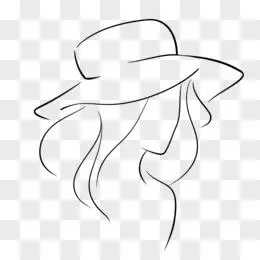 手绘线条戴帽子侧脸女性素材