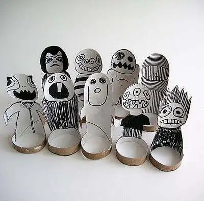 儿童手工纸巾筒这样画