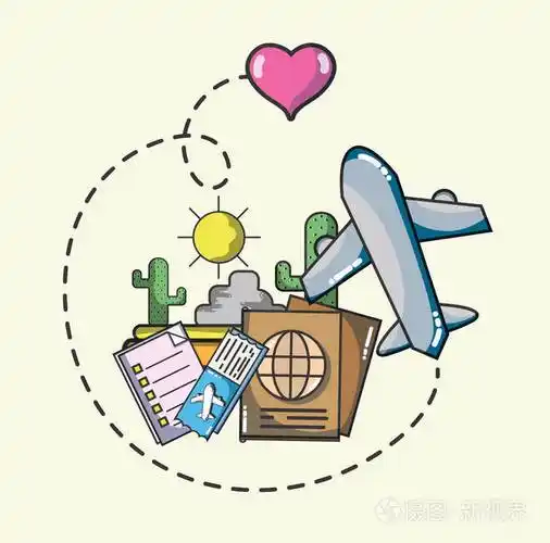 旅游元素卡通矢量图平面设计