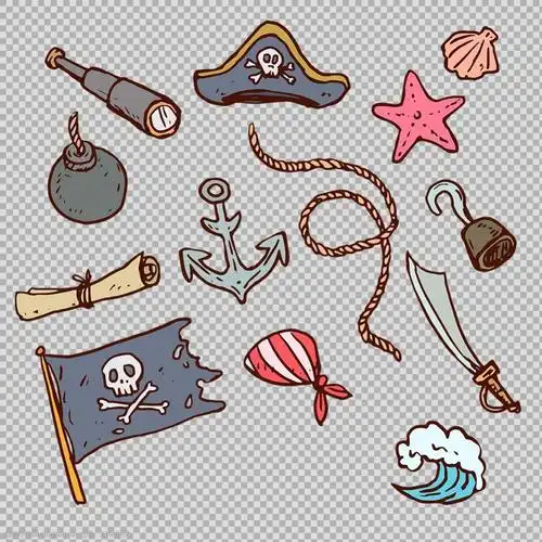 各种海盗元素图免抠png透明图层素材