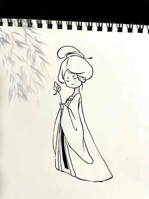 敲美古风人物手绘简笔画简单易上手