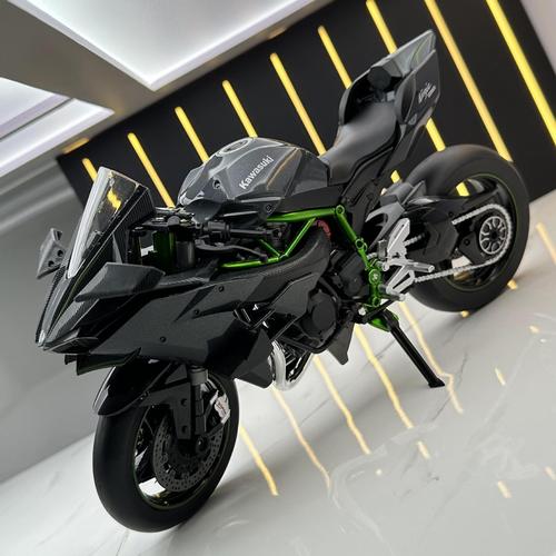 华一合金车模1:9川崎忍者h2r摩托车儿童灯光男孩玩具车模型机车