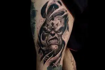 大腿恶魔纹身恶魔刺青图案3