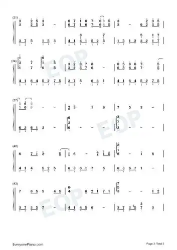 无羁-忘羡-改编版双手简谱预览3-钢琴谱文件(五线谱,双手简谱,数字谱