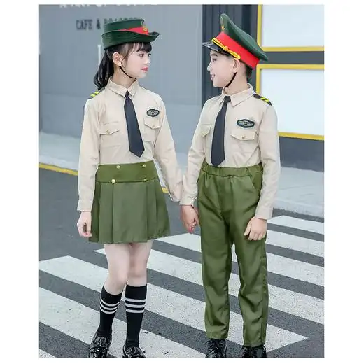 儿童军装学生海陆军拓展特种兵表演服少儿警察服装男女童军人套装