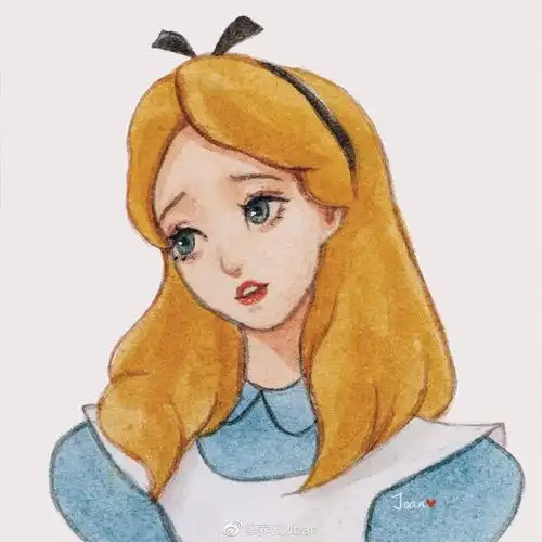 迪士尼# 手绘一套爱丽丝头像 | 作者:@荞安joan