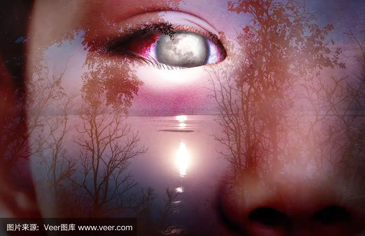 万圣节恐怖背景.眼睛的双重曝光结合机智