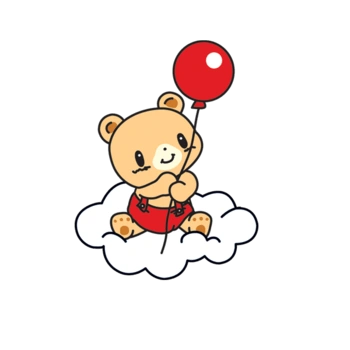 坐在云朵上的小熊