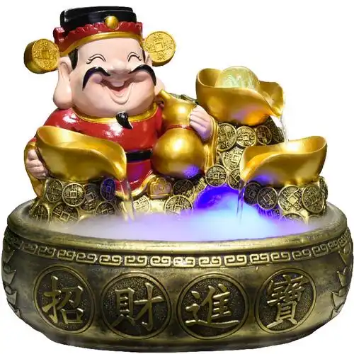 财神爷开业礼品招财风水轮摆件室内转运球店铺招财猫创意流水装饰