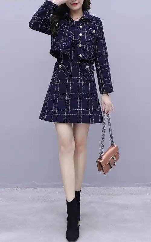 小香风外套裙子套装裙女2020年春季新款时尚名媛气质连衣裙两件套