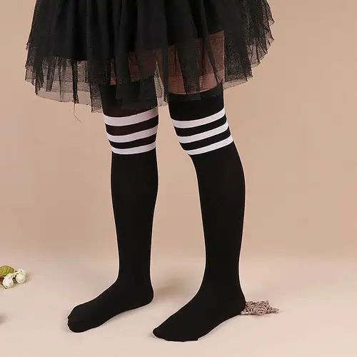 满包邮/独立装 春夏薄儿童天鹅绒黑白中筒袜过膝袜 运动袜 足球袜