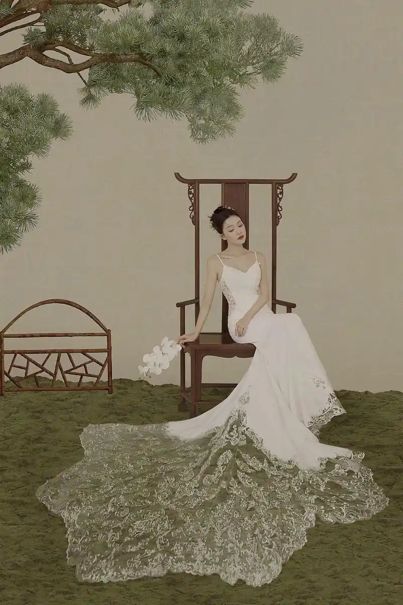 流芳古意,被惊艳到的工笔画婚纱照78.