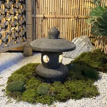 日式石灯庭院摆件 石灯笼日式庭院灯中式石头灯电石灯户外花园林枯
