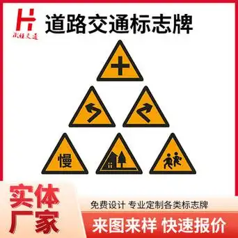 道路交通标志牌60/70/90三角反光铝板标识牌村庄左右急弯道路指示