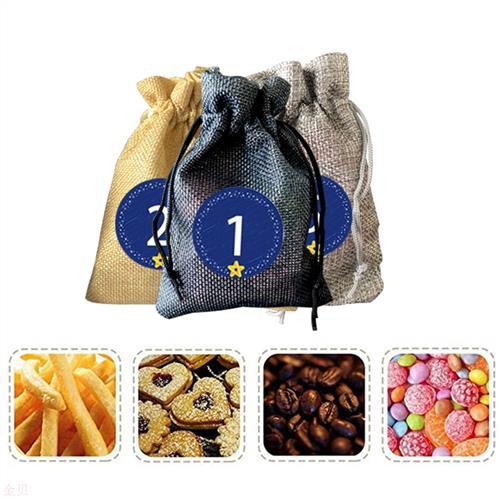 供货三色24圣诞降临倒计时日历装饰小布袋24数字星星贴纸套装