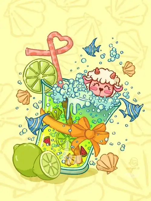 原创插画壁纸可爱卡通饮料