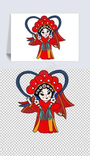 国粹文化京剧旦角花旦正旦青衣人物唱京戏卡通手绘