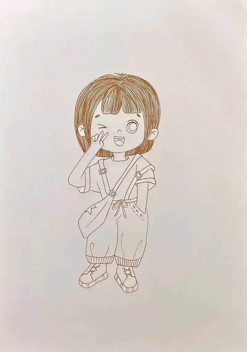 治愈系人物小画#马克笔手绘 #临摹 #儿童画 - 抖音