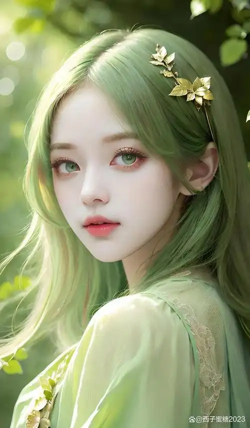 美丽动人的绿色大眼睛精灵女孩