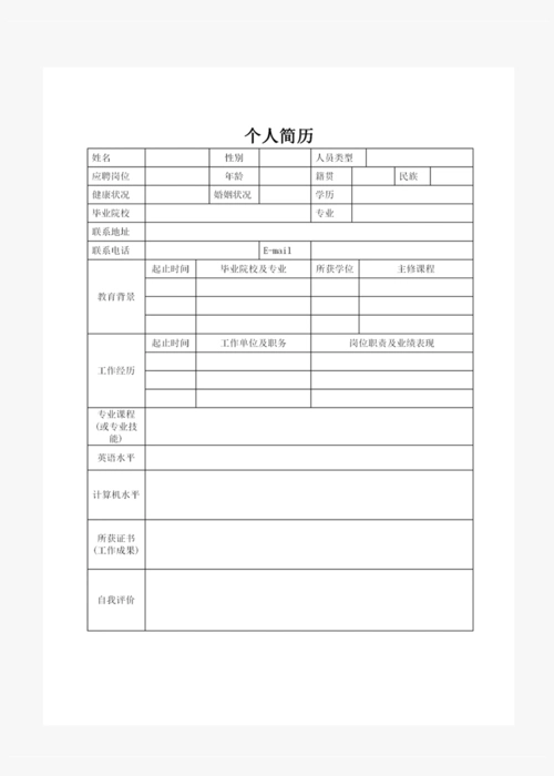 文秘专业个人简历表格