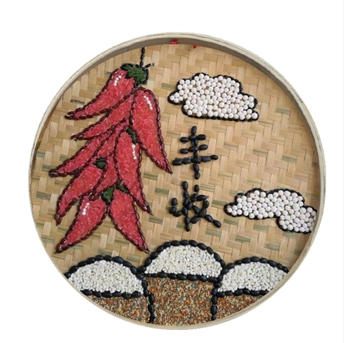 幼儿园小学生手工作业五谷杂粮粘贴贴画益智diy竹编手工创意粘贴类
