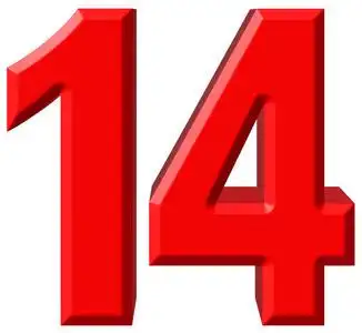 数字 14,十四,白色背景,3d 渲染上孤立照片
