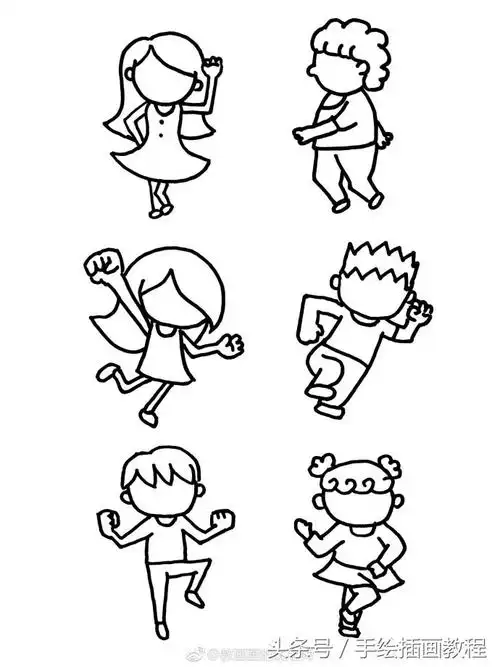 卡通漫画人物简笔画素材,漂亮的动漫女孩简笔图片,儿童学卡通图片大全