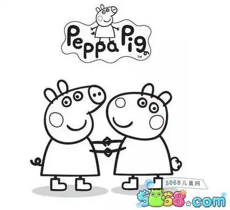 小猪佩奇动画小猪佩奇弟弟的简笔画 乔治和恐龙