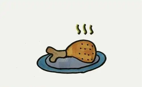 鸡腿简笔画儿童简笔画教学彩色简单鸡腿简笔画怎么画