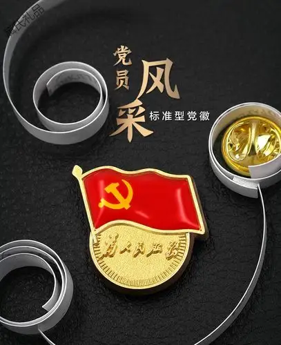 党徽 标准型 磁铁式别针组部胸针党员胸章徽章为人民服务磁扣蝴蝶扣