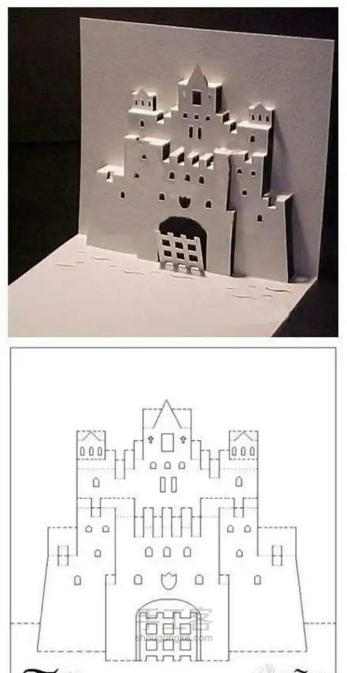 城堡贺卡纸雕制作 第1步