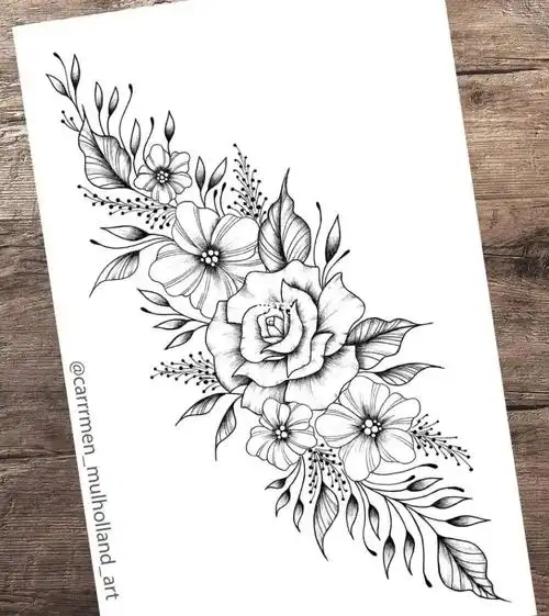 好图分享经典素花纹身手稿_纹身_tattoo怎么样_纹身推荐_美妆_彩妆