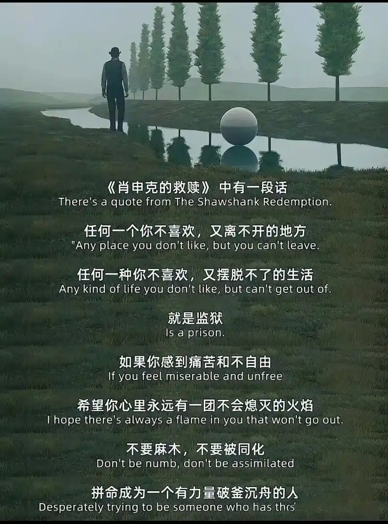 《肖申克的救赎》中有这样一段台词:"任何一个你不喜欢又离不开 - 抖