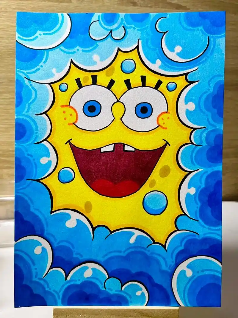 马克笔 | 海绵宝宝简笔画.你不看海绵宝宝,一定不懂我的快乐 - 抖音