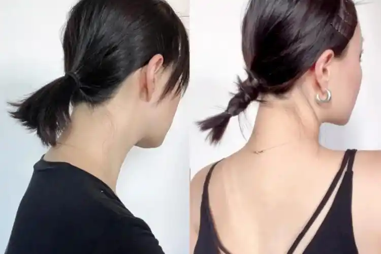 短发过渡期编发发型1:日系线条感低马尾