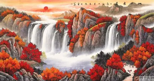 已售吴东六尺旭日东升著名易经风水画家