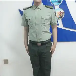 新式商务休闲速干纯色衬衫夏常服绿色正装短袖长袖内衬涤丝夏裤