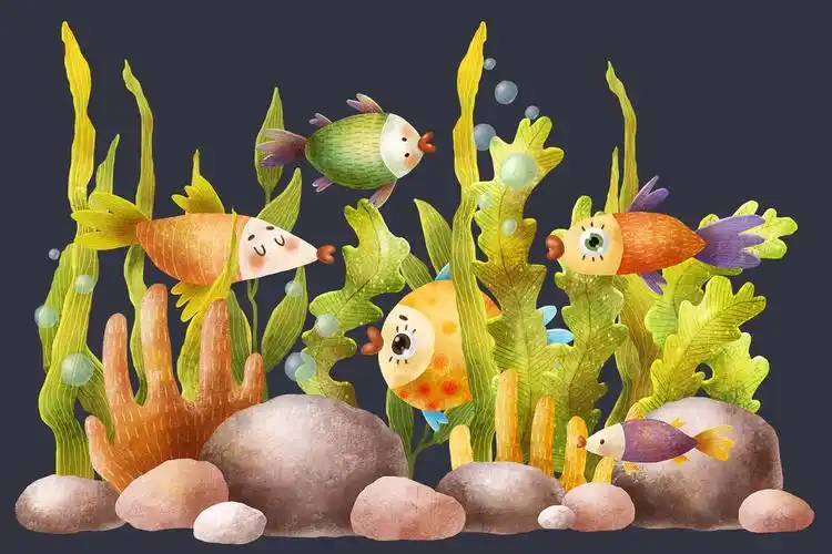 可爱手绘海底世界元素水彩插画合集underseaworld