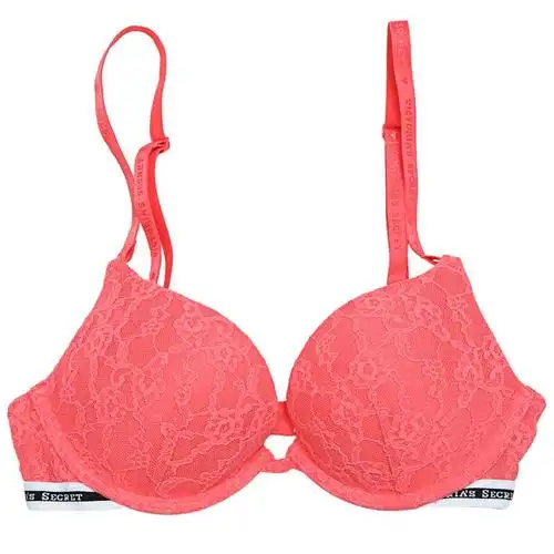 victorias secret 维多利亚的秘密女士西瓜红色蕾丝黑白边文胸