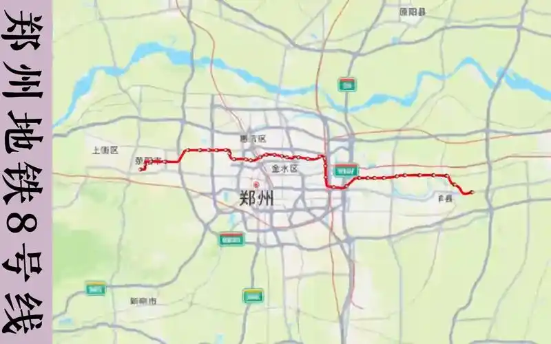 郑州地铁8号线(南楚楼-官渡)行驶路线示意图