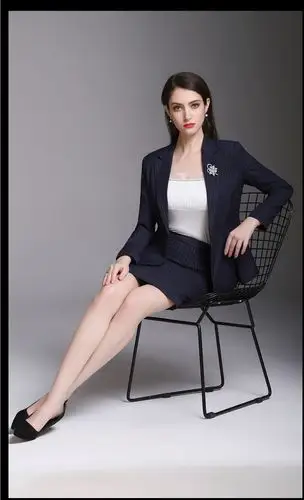 高品质职业装女春秋套装欧美时尚大牌正装商务蓝色绦纹西服套裙裤