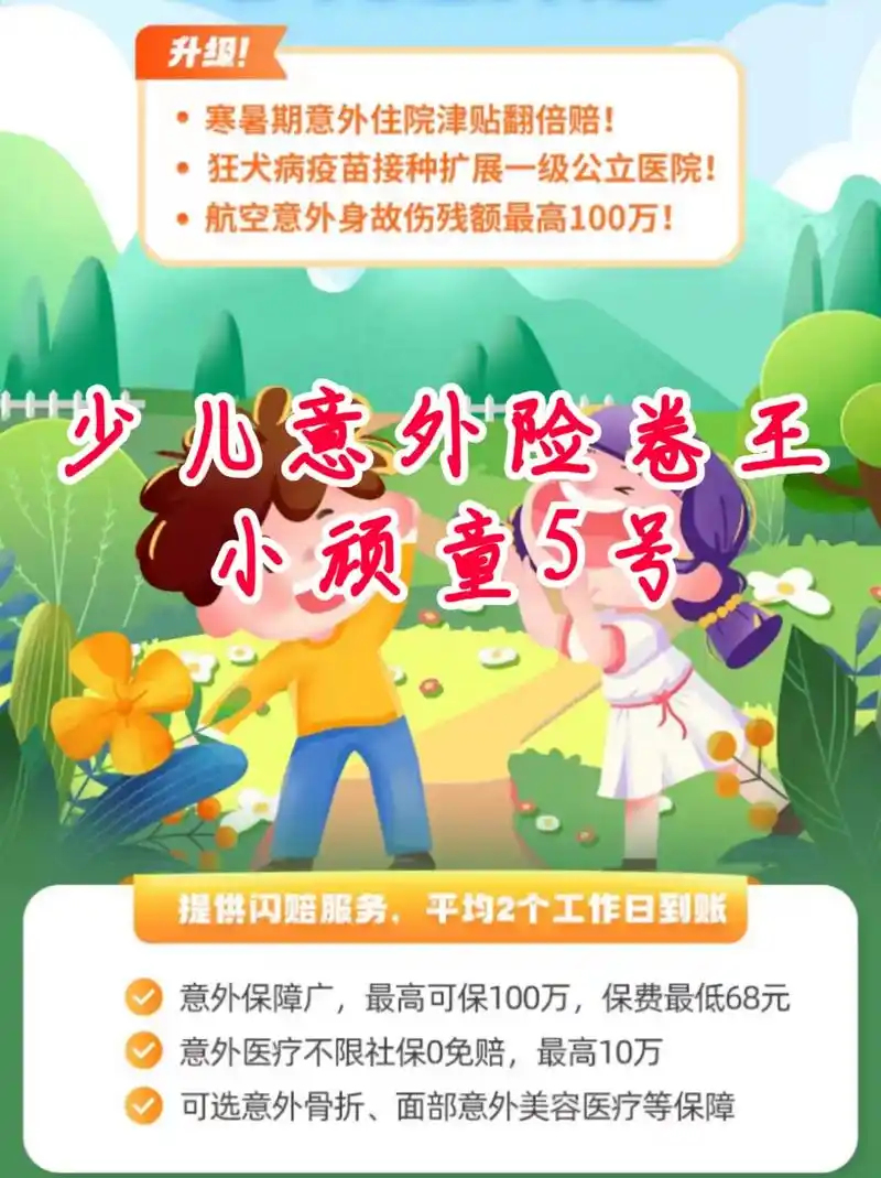 少儿意外险卷王 优点: 1.没有健康问询:只要能 - 抖音