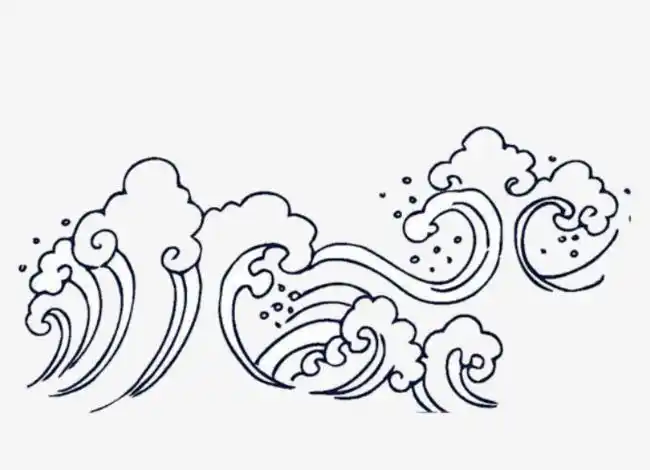 线稿浪花png素材-90设计