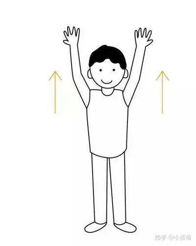 双手高举贴墙站立受测者以站立姿势靠墙,双手高举于耳朵两侧,手背贴
