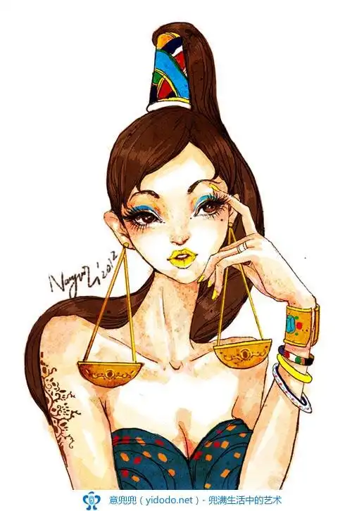 星座,少女,插画天秤座:9月23日-10月23日. 治愈系十二星