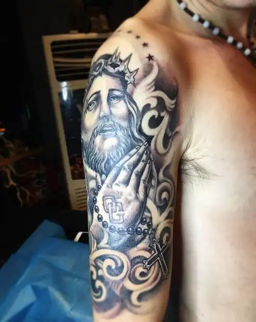 耶稣纹身图片成品手臂肖像欧美原创人物鬼神宗教纹身图案
