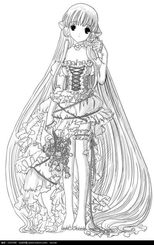 漫画天使美少女简笔画