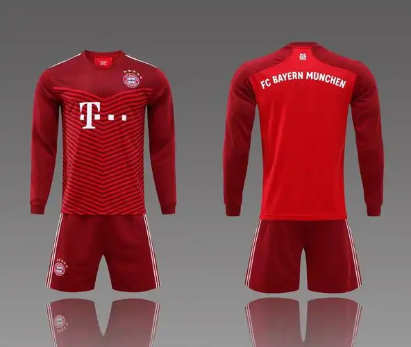 2122赛季长袖足球服套装带队徽b货男巴黎巴塞皇马梅西c罗训练球衣