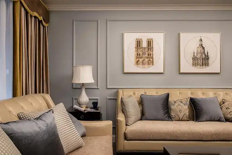 三居室简约美式家沙发背景墙图片4/15